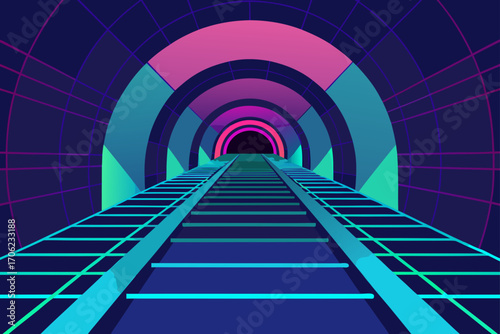 abstract tunnel with light lines