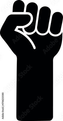 Vector illustration of a black fist raised in the air symbolizing strength and solidarity