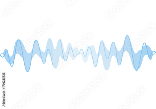 A blue waveform centered against a solid white background