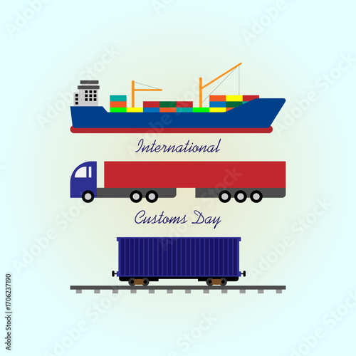 January 26, International Customs Day. Vector illustration.
