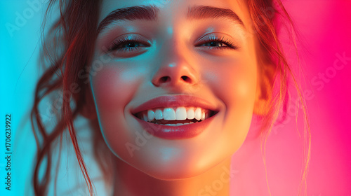 Illustration of a beautiful smile, ideal for dentist advertisements. The smile of someone who is happy. Happiness, joy.
