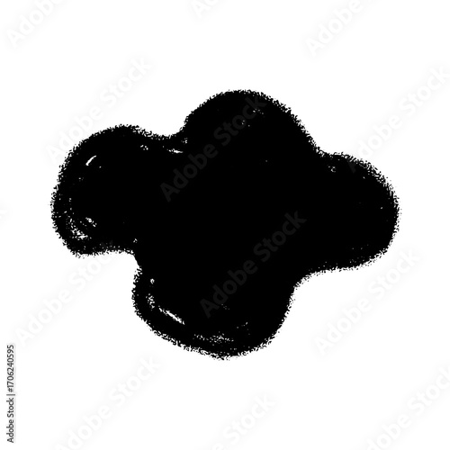 Black Ink Blot in Abstract Four-Lobed Shape