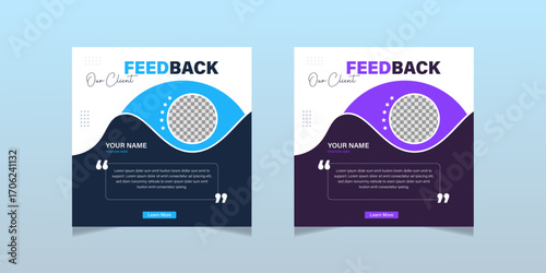Modern client testimonial design, Professional client feedback design template, Client testimonial social media web banner.