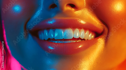 Illustration of a beautiful smile, ideal for dentist advertisements. The smile of someone who is happy. Happiness, joy.