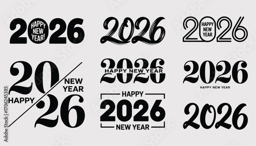 Happy New Year 2026 Typography Vector Design