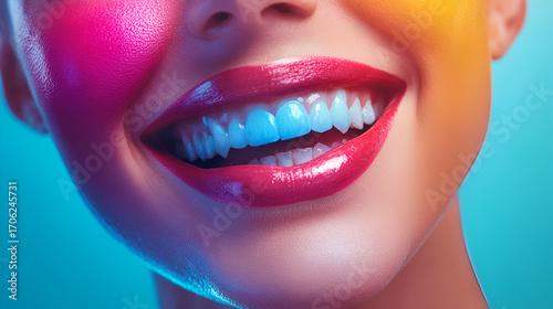 Illustration of a beautiful smile, ideal for dentist advertisements. The smile of someone who is happy. Happiness, joy.