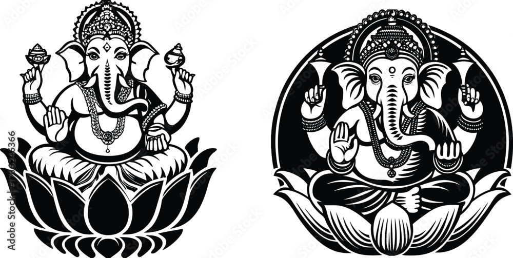 Fototapeta premium Lord ganesh vector illustration various collection