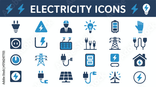 Electricity power energy icons plug