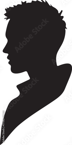 Vector black abstract profile illustration of a woman, man, and girl with silhouette heads