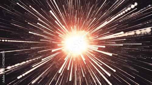 Hyperspace Jump: Abstract Light Streaks Bursting from a Central Point