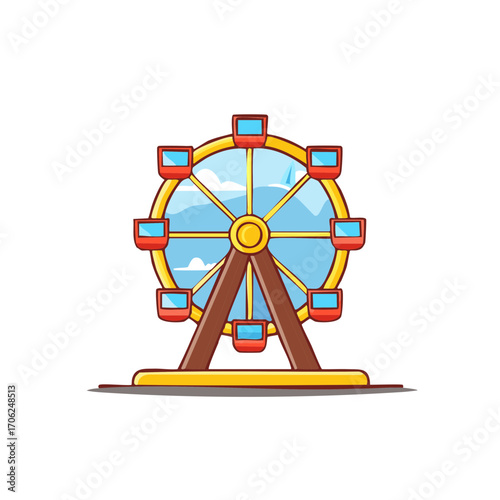 Ferris Wheel Icon Flat Vector Illustration Entertainment Carnival Attraction