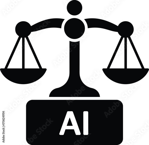 AI Justice: Scales of Justice with Artificial Intelligence Symbol