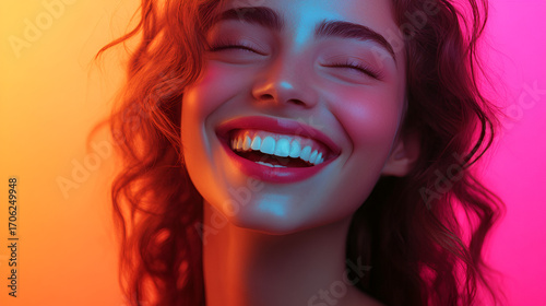 Illustration of a beautiful smile, ideal for dentist advertisements. The smile of someone who is happy. Happiness, joy.