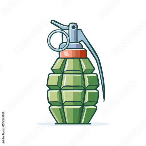 Hand Grenade Vector Illustration Depicting Warfare and Military Action in Cartoon Style