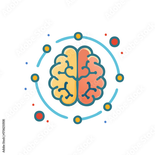 Brain illustration depicting intelligence, thought, and mental health. Concept of neurocience.