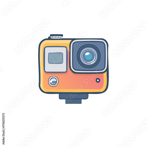 Colorful action camera illustration for adventure sports and vlogging
