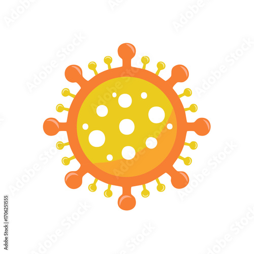 Illustration of a pathogen agent with protruding spikes, depicted in orange and yellow, a scientific medical vector.