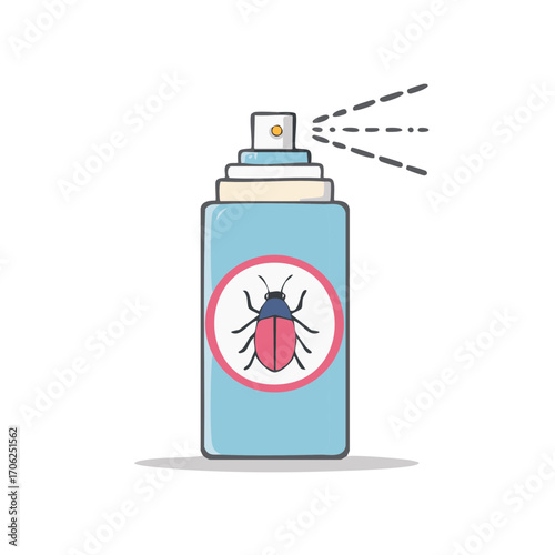 Insecticide Spray Can with Beetle Symbol Expelling Product for Pest Control and Home Protection