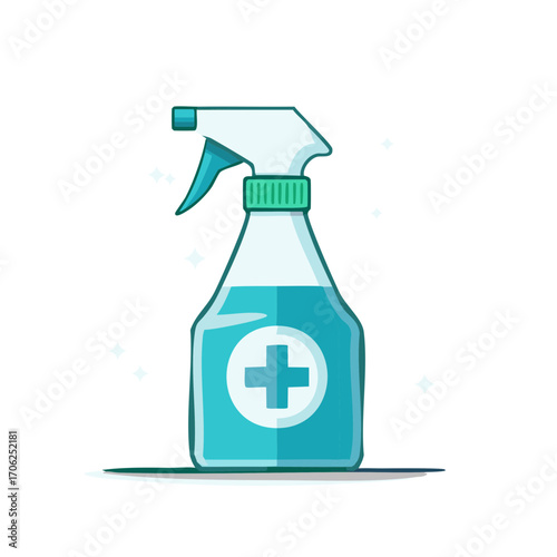 Disinfectant Spray Bottle with Medical Cross Symbol for Hygiene and Health Illustration