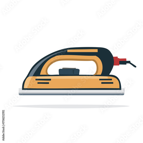 Illustrative vector design of household electric flatiron object for domestic chores and clothes pressing equipment.