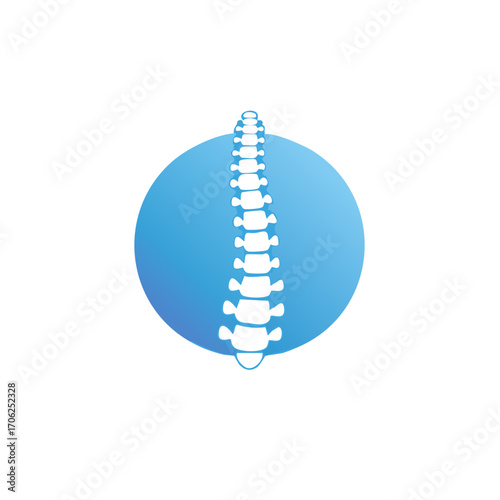 Spine and blue circle logo element medical illustration