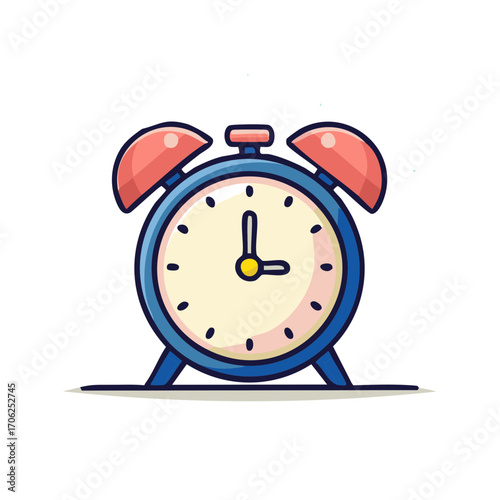 Cute Retro Twin Bell Alarm Clock Cartoon Vector Icon Illustration