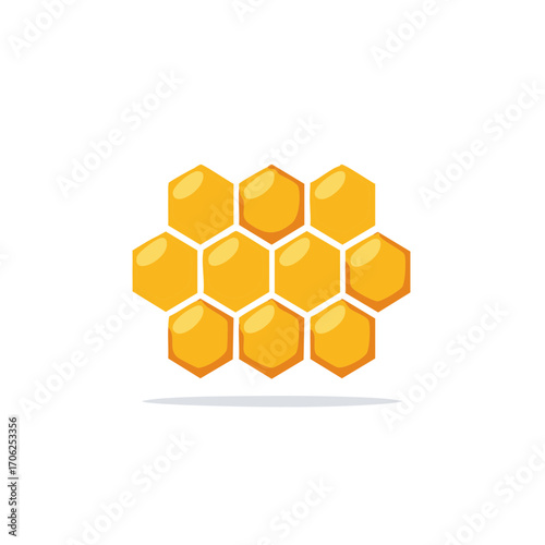 Geometric Honeycomb Pattern Illustration: Hexagonal Cells and Honeycomb Structure