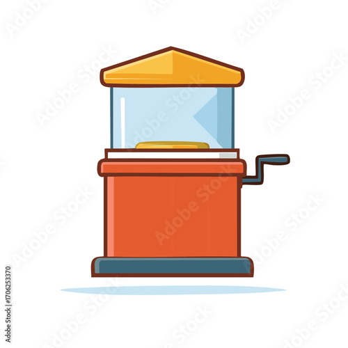 Cartoon candy machine ready to vend delicious treats for eager customers, showcasing childhood sweets concept