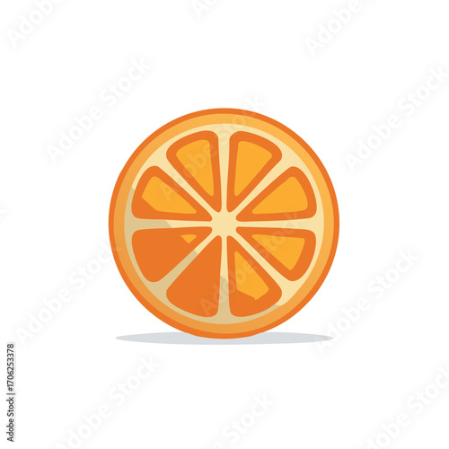 Bright orange slice illustration with distinct segments and rind detail