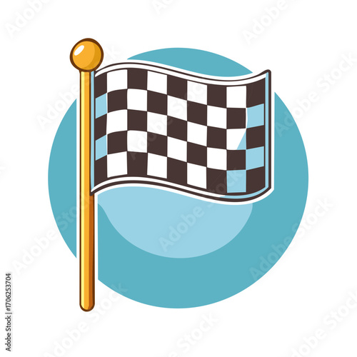 Vibrant Checkered Flag Illustration Symbolizing Race Finish Line and Victory Success