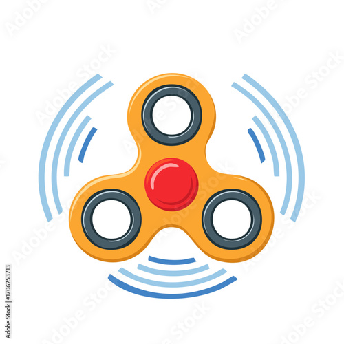 Cartoon Fidget Spinner Toy Spinning Fast Flat Design Illustration