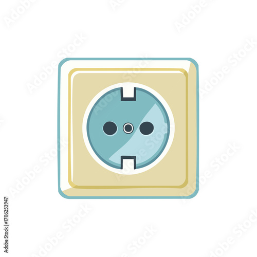 Electrical outlet vector illustration depicting power socket in pastel colors.