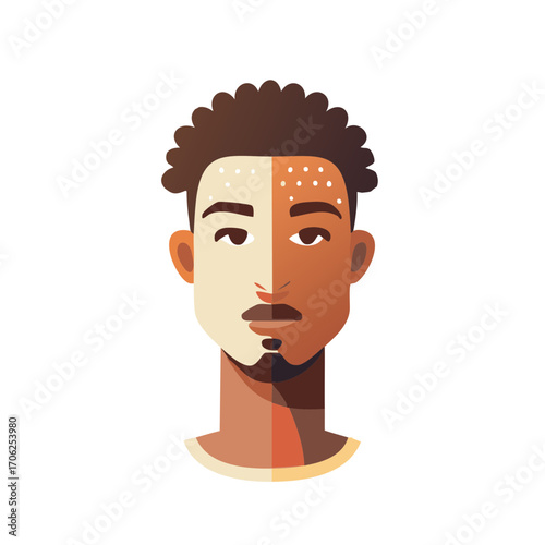 Stylized Portrait of Man with Decorative Facial Painting Minimalist Aesthetic