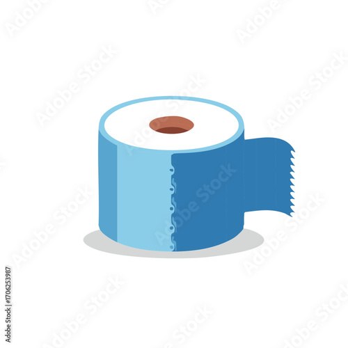 Cartoon Blue Toilet Tissue Roll, Cleanliness and Hygiene Concept Icon