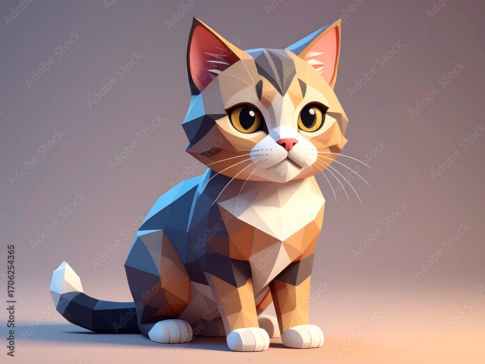 Fototapeta premium 3D Geometric Cat Illustration