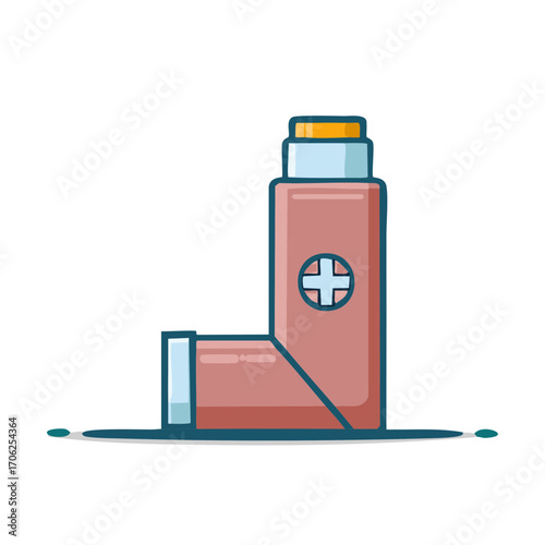 Asthma inhaler vector icon for respiratory treatment and allergy relief