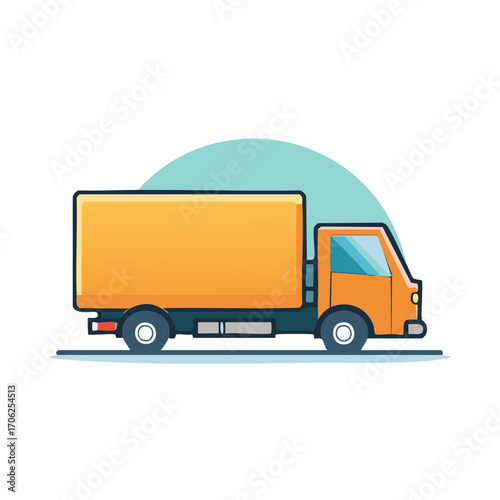 Illustration of a delivery truck with an orange container