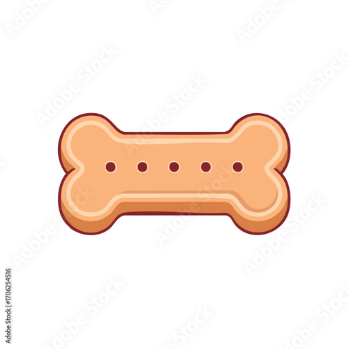 A simple illustrated dog biscuit shaped like a bone with dots