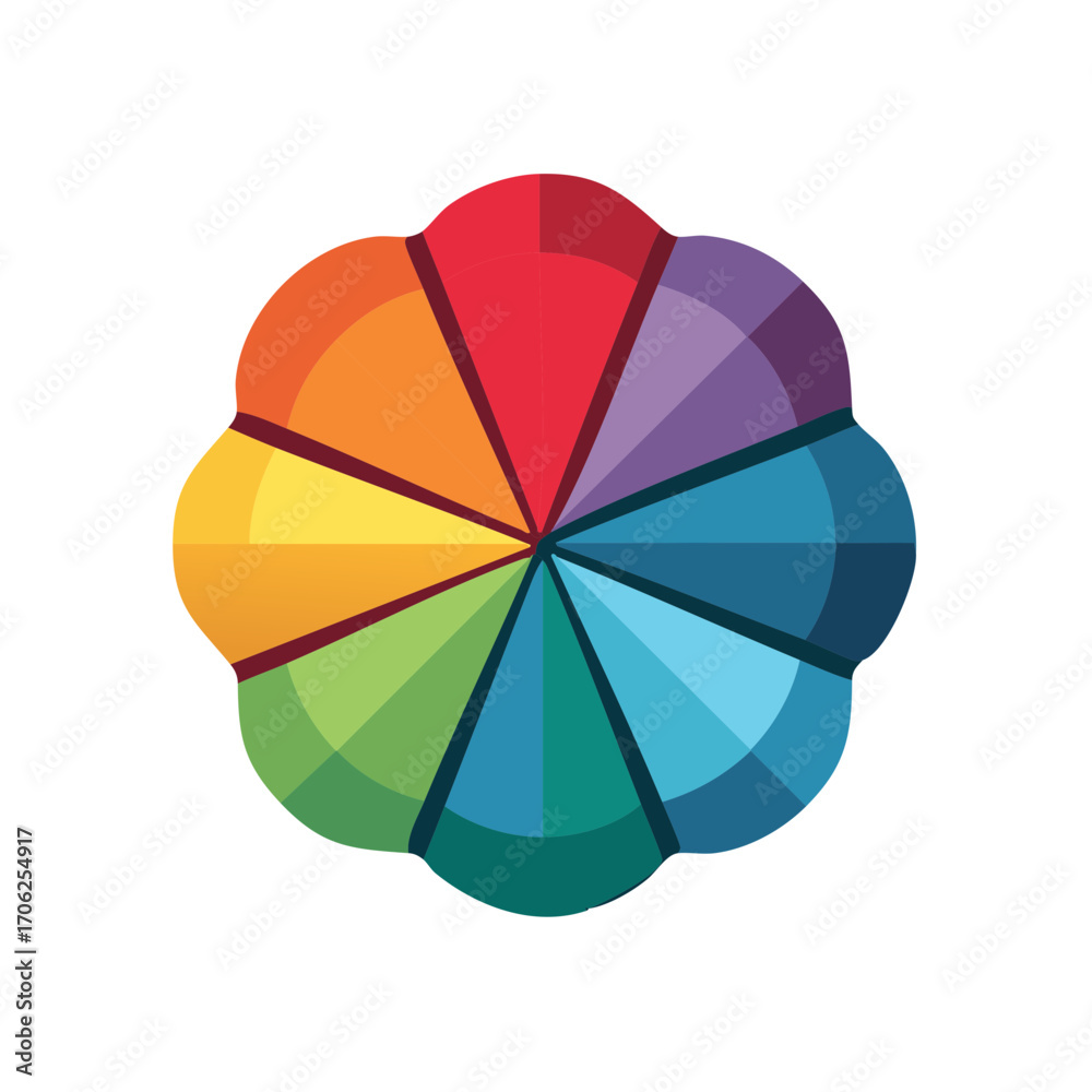 Obraz premium Abstract circular diagram with rainbow color spectrum segments in a flower shape