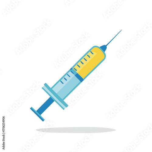 Medical Syringe with Yellow Liquid and Sharp Needle Icon