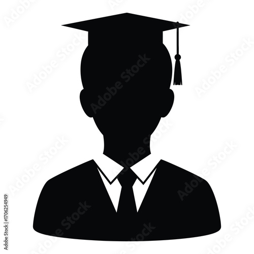 Graduation cap silhouette icon symbol represents education achievement and academic success silhouette