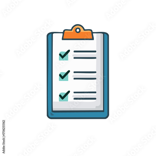 Clipboard with a completed checklist icon showing finished tasks and project completion