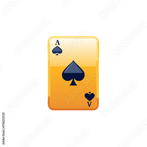 Stylized glossy Ace of Spades playing card icon for gambling and entertainment