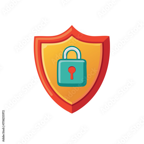 Padlock Protected by Shield Concept for Security and Data Privacy Illustration