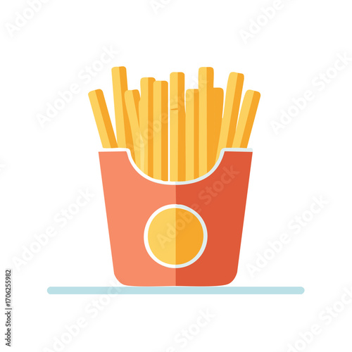 Cartoon French Fries in a Red Container A Delicious and Simple Meal Illustration Perfect for Digital Use