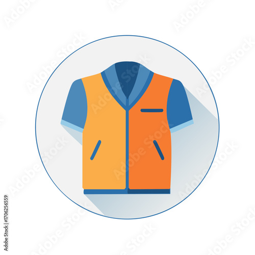 Work Vest and Shirt Icon with Long Shadow