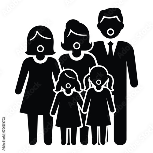 Happy family silhouette icon representing unity love and togetherness silhouette