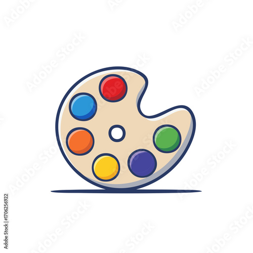 Colorful artist palette with circular paint dabs and a smooth outline