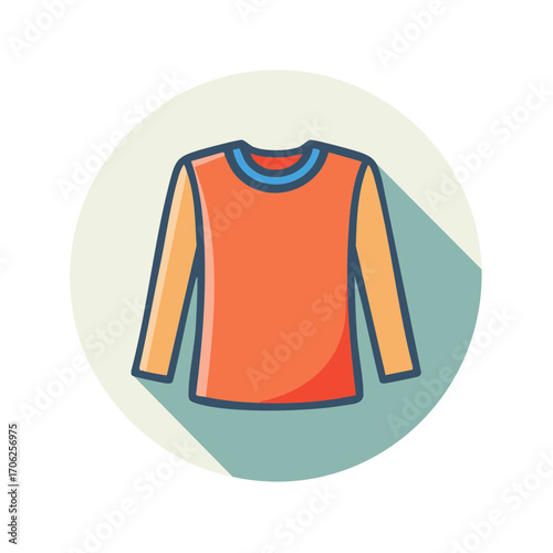 Flat Design Orange Long Sleeve Shirt Icon Clothing Apparel Vector Graphic