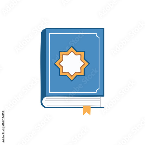 Islamic Holy Book with Star Emblem and Bookmark